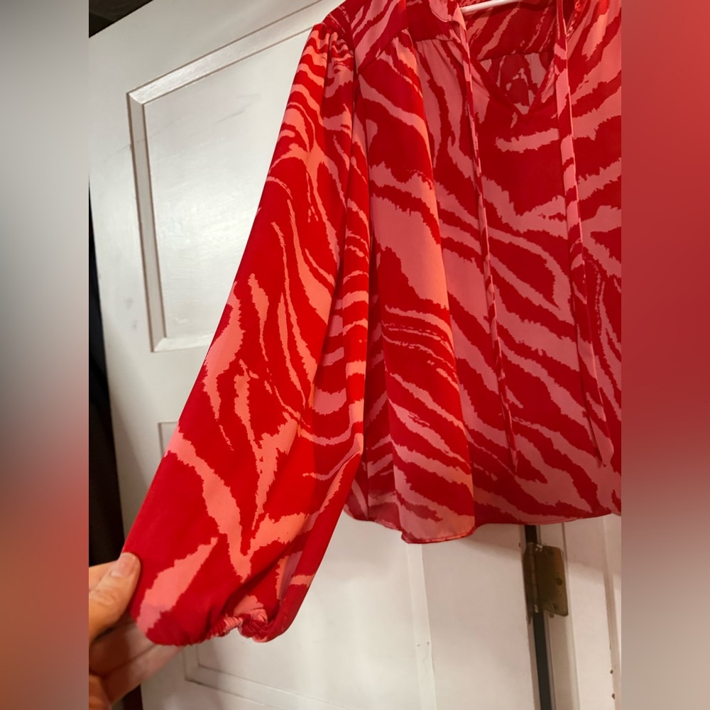 INC International Concepts Red Animal Print Blouse - Picture 2 of 7